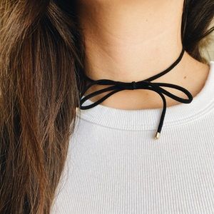 3/$15 Black Suede bow choker necklace